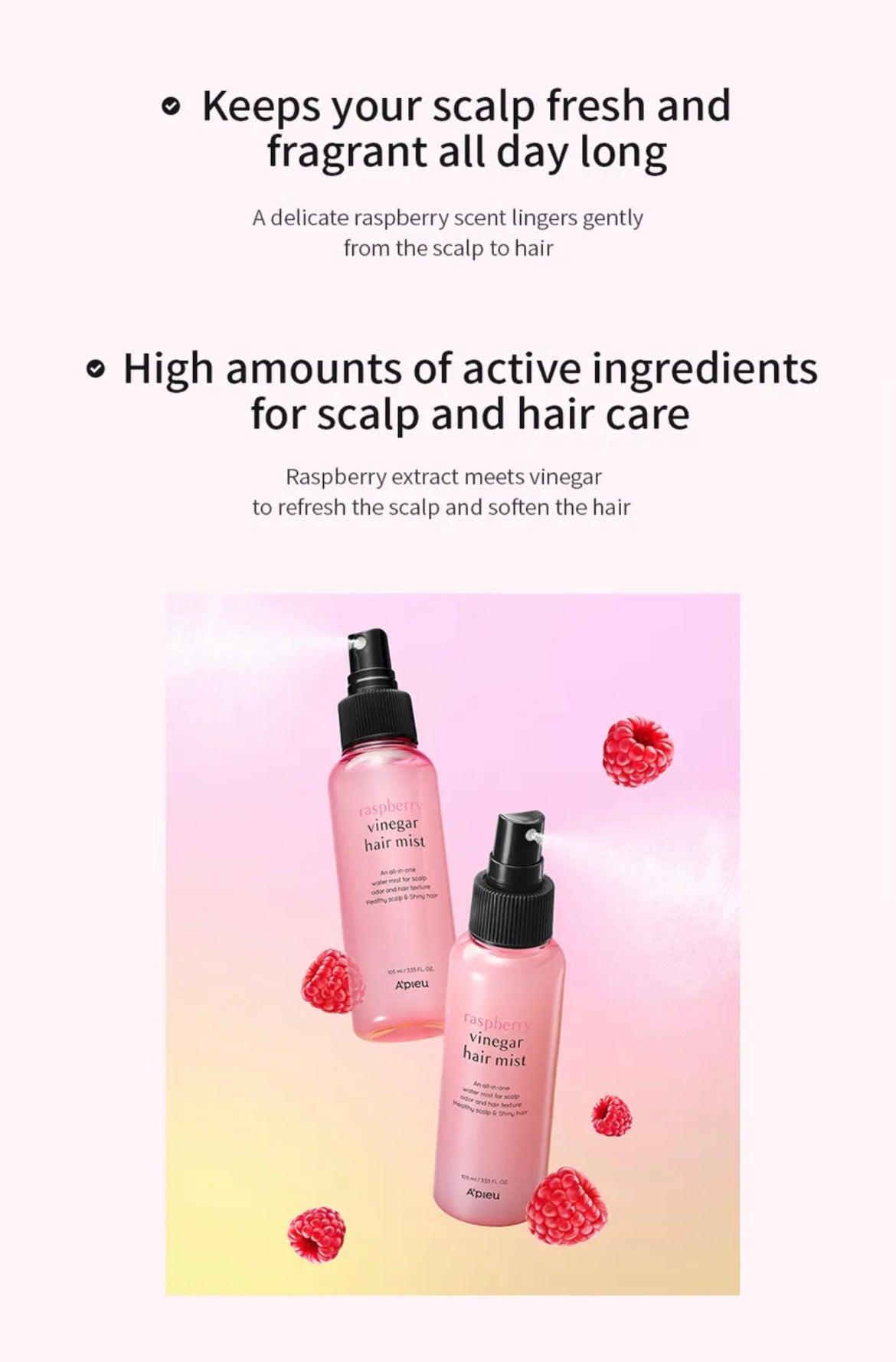 A'PIEU - Raspberry Vinegar Hair Mist 105ml