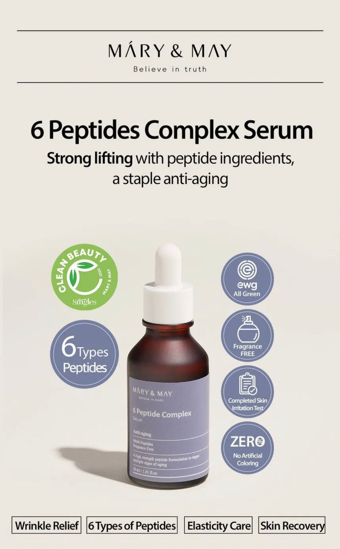 Mary&May - 6 Peptide Complex Serum 30ml