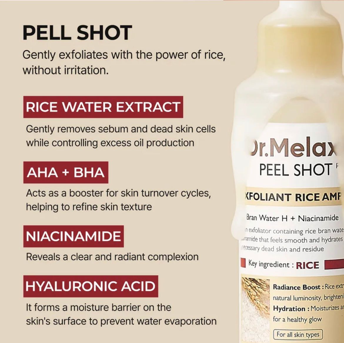 Dr.Melaxin - Peel Shot Exfoliant WHITE RICE Ampoule 80ml