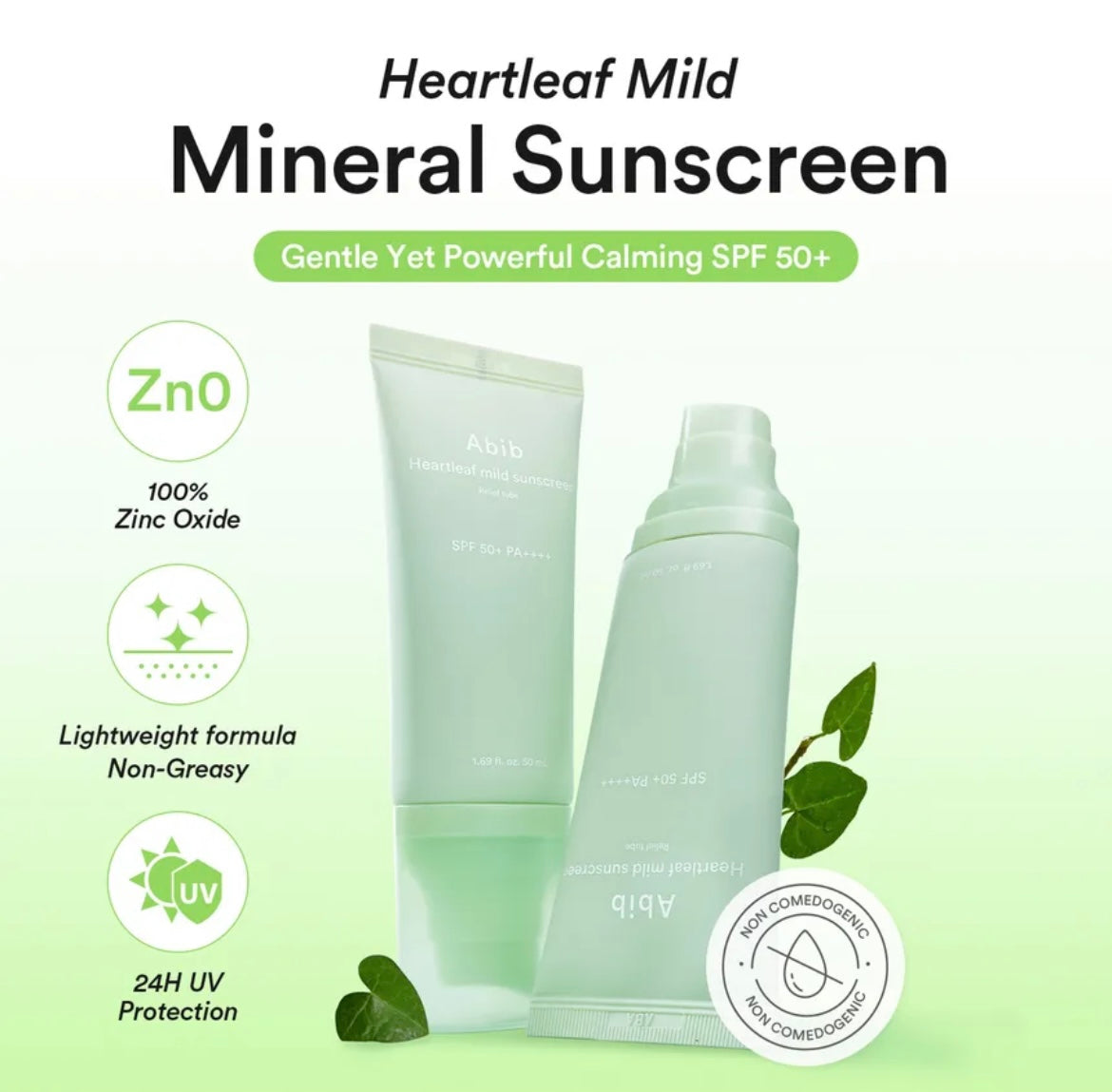 Abib - Heartleaf Mild Sunscreen Relief Tube (Mineral Sunscreen) 50 ml